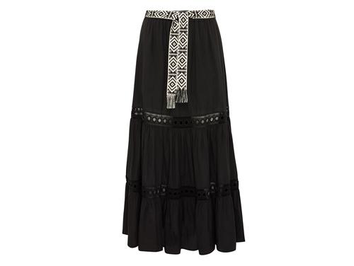 A-line skirt with brodery tape black