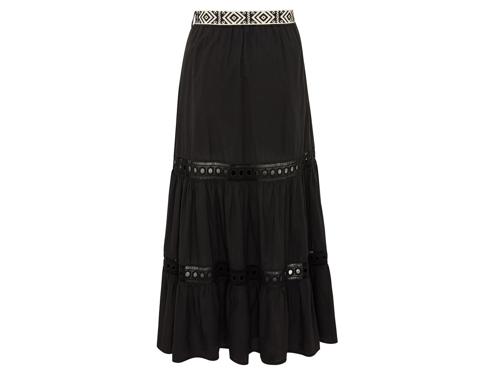 A-line skirt with brodery tape black