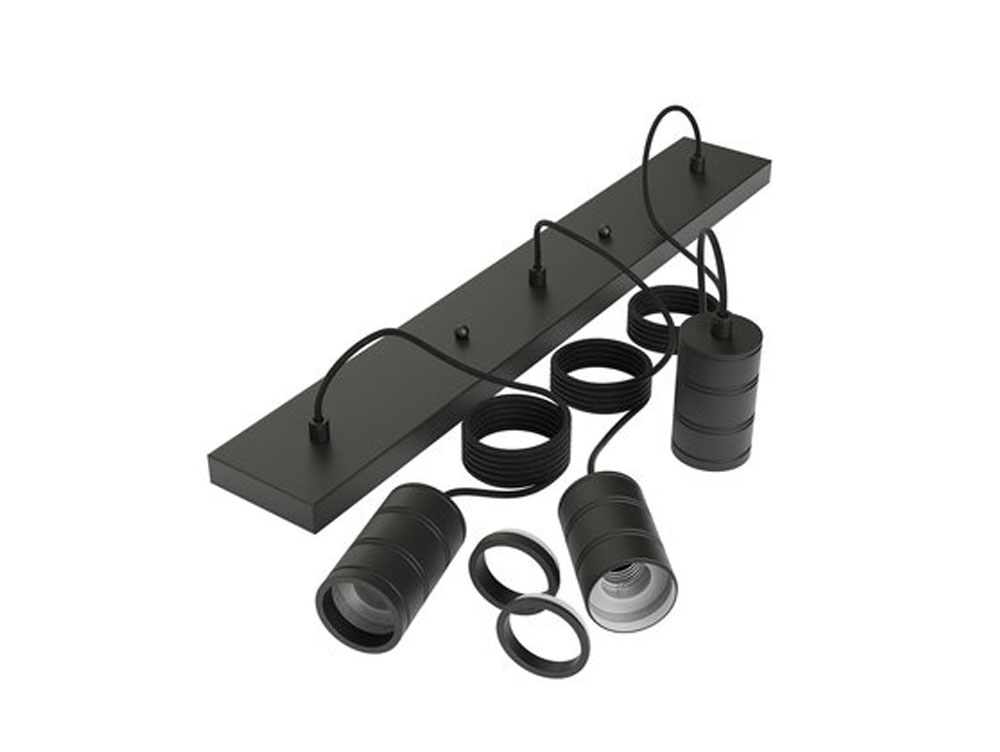 Plafond plaat RH zwart 3 x E27 fitting