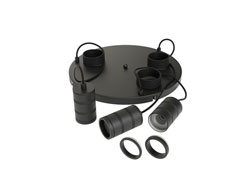 Plafond plaat rond D40 cm met 3 zwarte pendels