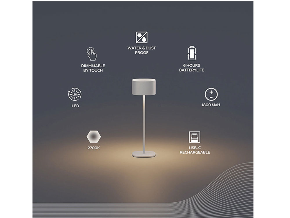 Serino tafellamp sand USB oplaadbaar